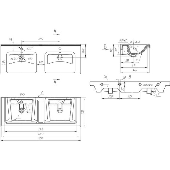 Тумба подвесная с раковиной Dreja W 125 см 99.9400, белый глянец - фото 23