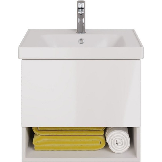 Тумба подвесная с раковиной Dreja Perfecto 60 см 99.0806, белый глянец - фото 2