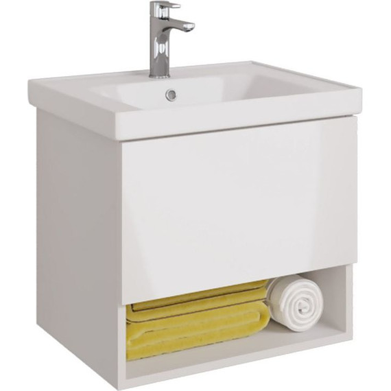 Тумба подвесная с раковиной Dreja Perfecto 60 см 99.0806, белый глянец - фото 3