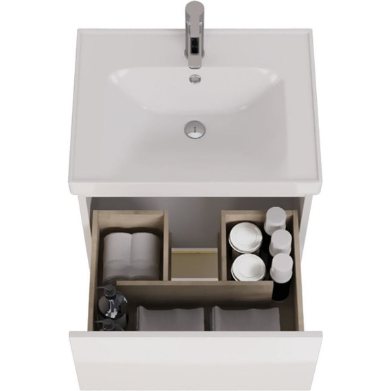 Тумба подвесная с раковиной Dreja Perfecto 60 см 99.0806, белый глянец - фото 9