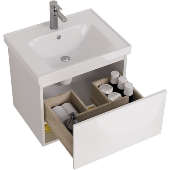 Тумба подвесная с раковиной Dreja Perfecto 60 см 99.0806, белый глянец - фото 11