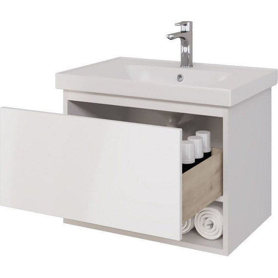 Тумба подвесная с раковиной Dreja Perfecto 70 см 99.0807, белый глянец - фото 7