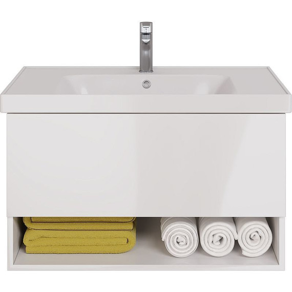 Тумба подвесная с раковиной Dreja Perfecto 90 см 99.0808, белый глянец - фото 2