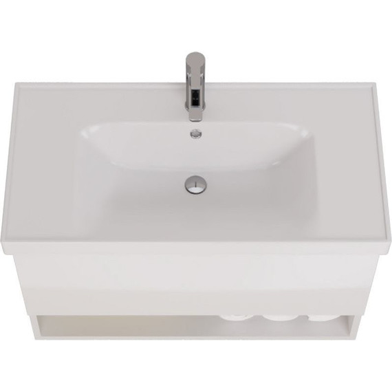 Тумба подвесная с раковиной Dreja Perfecto 90 см 99.0808, белый глянец - фото 8