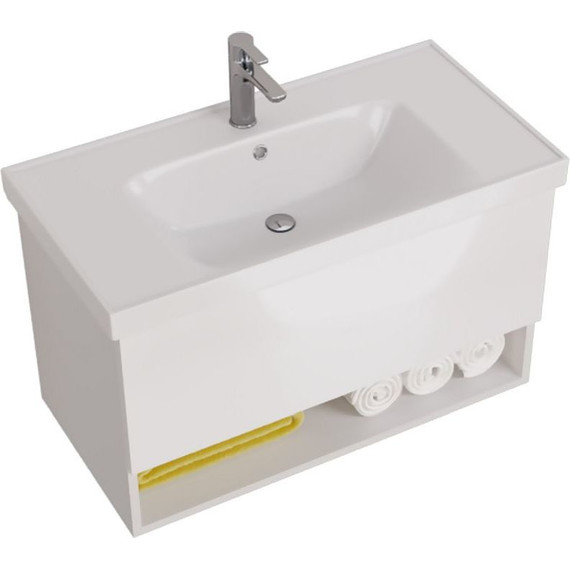 Тумба подвесная с раковиной Dreja Perfecto 90 см 99.0808, белый глянец - фото 10