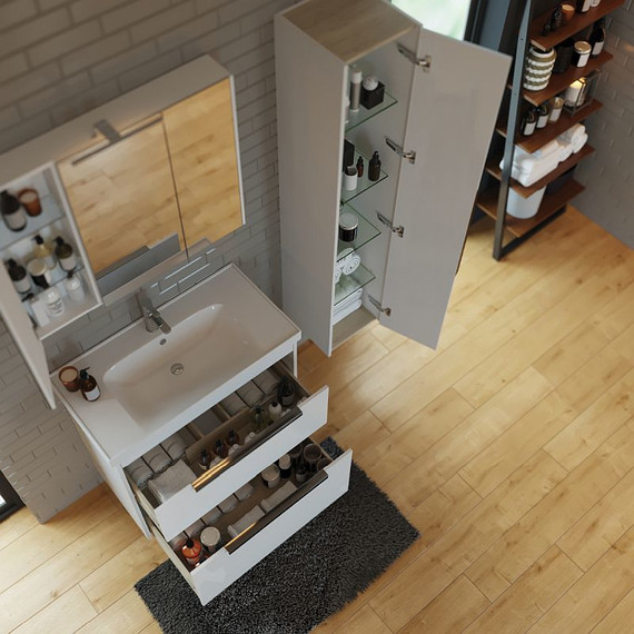 Пенал подвесной Dreja Prime 35 см 99.9303, белый глянец - фото 15