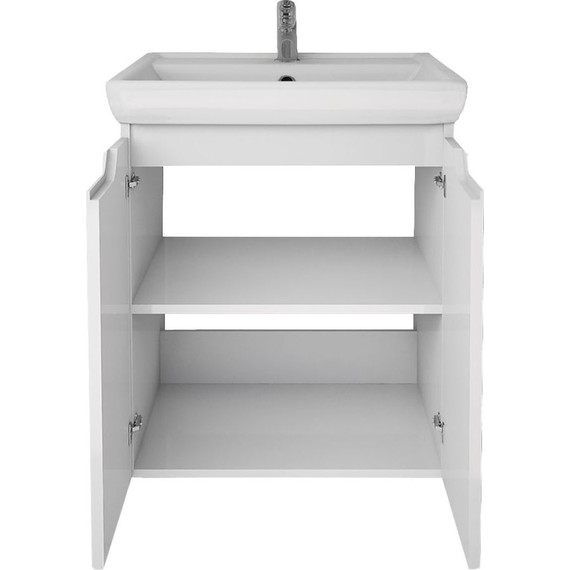 Тумба напольная с раковиной Dreja Q Plus 55 см 99.1008, белый глянец - фото 7