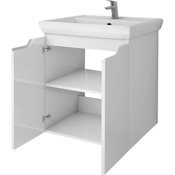 Тумба напольная с раковиной Dreja Q Plus 55 см 99.1008, белый глянец - фото 8