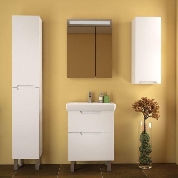 Тумба напольная с раковиной Dreja Q Plus 60 см 99.0004, белый глянец - фото 2