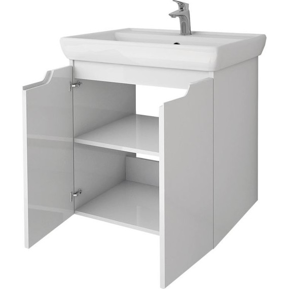 Тумба напольная с раковиной Dreja Q Plus 60 см 99.1004, белый глянец - фото 7