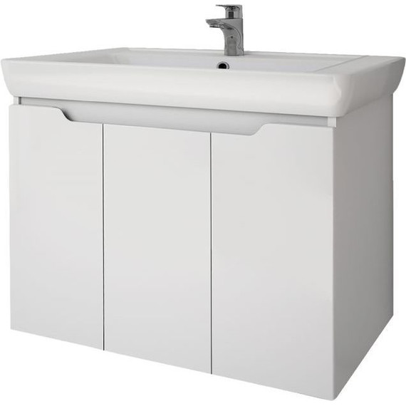 Тумба напольная с раковиной Dreja Q Plus 80 см 99.1006, белый глянец - фото 9