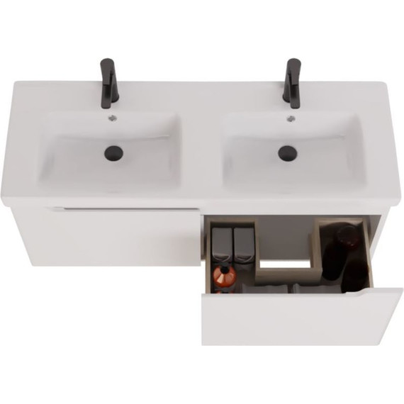 Тумба подвесная с раковиной Dreja W 125 см 99.9400, белый глянец - фото 6