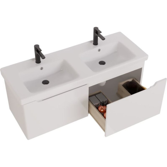 Тумба подвесная с раковиной Dreja W 125 см 99.9400, белый глянец - фото 8