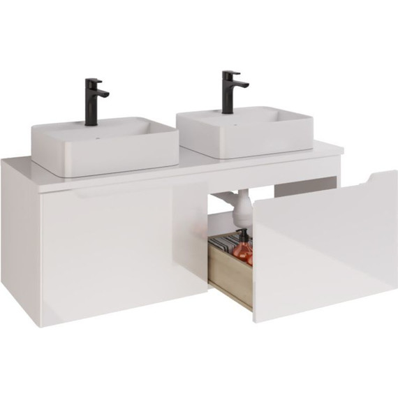 Тумба подвесная со столешницей Dreja W 125 см 99.9400, белый глянец - фото 3