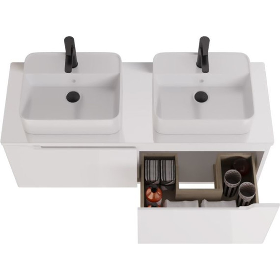 Тумба подвесная со столешницей Dreja W 125 см 99.9400, белый глянец - фото 6