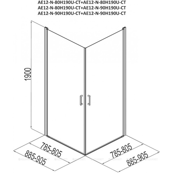 Душевое ограждение Aquanet Cinetic AE12-N-80H190U-CT 80x80 см, хром/прозрачное - фото 4