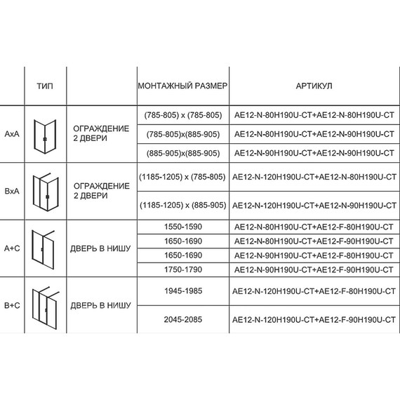 Душевая дверь Aquanet Cinetic AE12-N-90H190U-CT+AE12-F-90H190U-CT 180 см, хром/прозрачное - фото 3