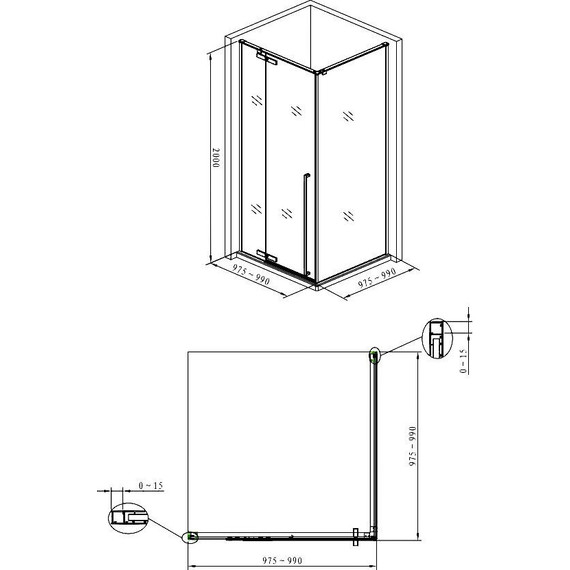 Душевое ограждение Aquanet Ideal AE-AXC10MZ-S-С 100x100 см (стекло 8 мм), хром/прозрачное - фото 3