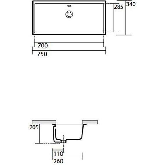 Раковина врезная под столешницу Kerasan Slim 75 см 022501 - фото 3