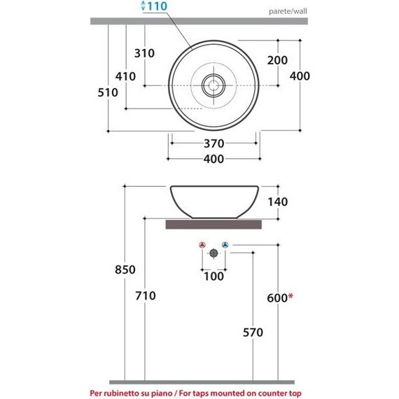 Раковина-чаша Globo Lavabi d'arredamento 40 см LAT41.BI - фото 3