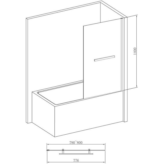 Шторка для ванны Abber Immer Offen 80 см AG70080B, черный/прозрачное - фото, картинка 3 Шторка для ванны Abber Immer Offen 80 см AG70080B, черный/прозрачное - фото 3