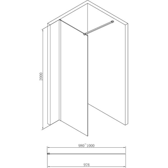 Душевая перегородка Abber Immer Offen 100 см AG61100B, черный/прозрачное - фото 3
