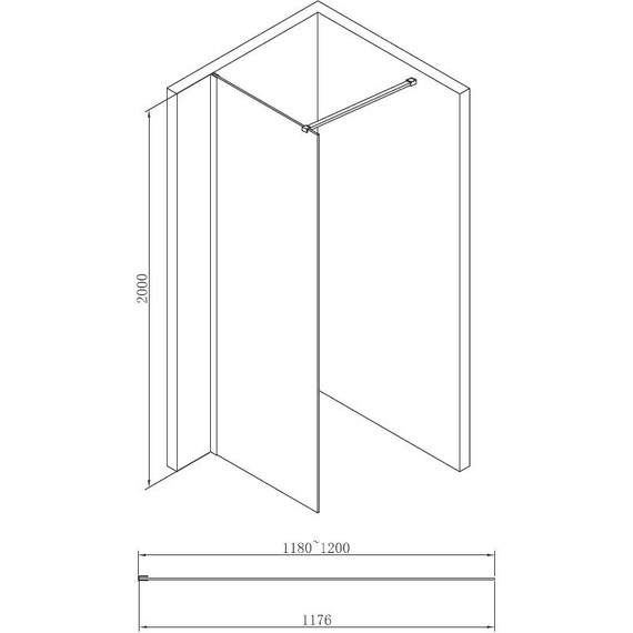 Душевая перегородка Abber Immer Offen 120 см AG61120B, черный/прозрачное - фото 3