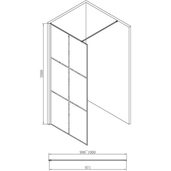 Душевая перегородка Abber Immer Offen 100 см AG62100B, черный/прозрачное - фото 4