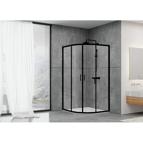 Душевое ограждение Abber Schwarzer Diamant 80х80 см AG01080B, черный/прозрачное - фото 2