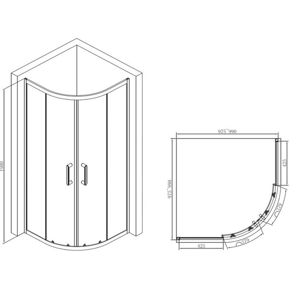Душевое ограждение Abber Schwarzer Diamant 100х100 см AG01100B, черный/прозрачное - фото 5