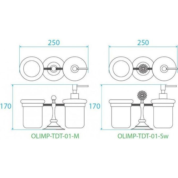 Дозатор для жидкого мыла со стаканом Cezares Olimp OLIMP-TDT-01-Sw - фото 2
