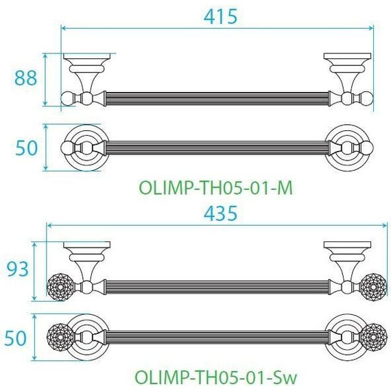 Держатель для полотенца Cezares Olimp 43 см OLIMP-TH05-01-Sw - фото 2