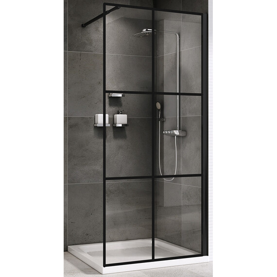 Душевая перегородка Abber Immer Offen 100 см AG62100B, черный/прозрачное - фото 