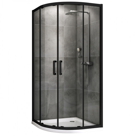 Душевое ограждение Abber Schwarzer Diamant 100х100 см AG01100B, черный/прозрачное - фото 