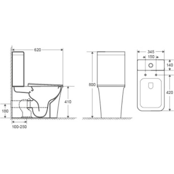 Унитаз-компакт CeramaLux Rimless 1222A с крышкой микролифт (арматура Geberit) - фото 2