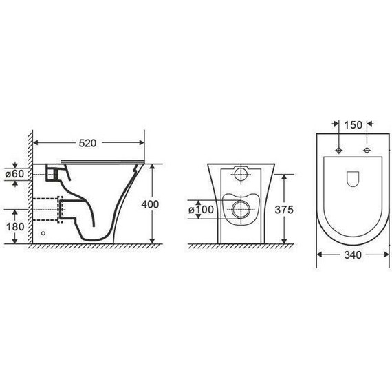 Унитаз приставной CeramaLux Rimless 217D с крышкой микролифт - фото 2