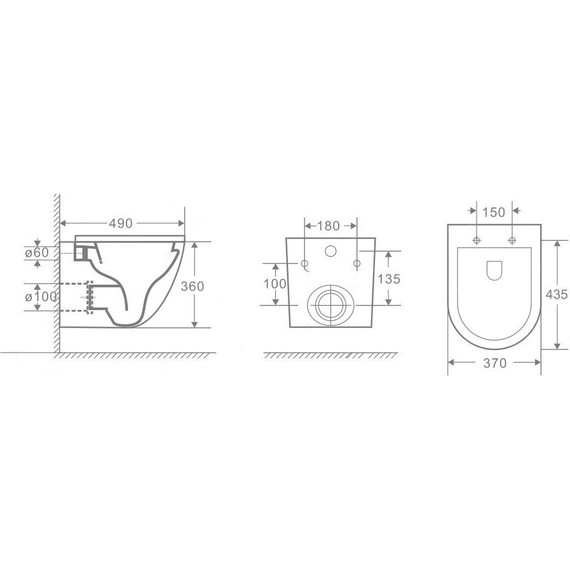 Унитаз подвесной CeramaLux Rimless 2197MB с крышкой микролифт, черный матовый, Цвет производителя: чёрный матовый - фото 2
