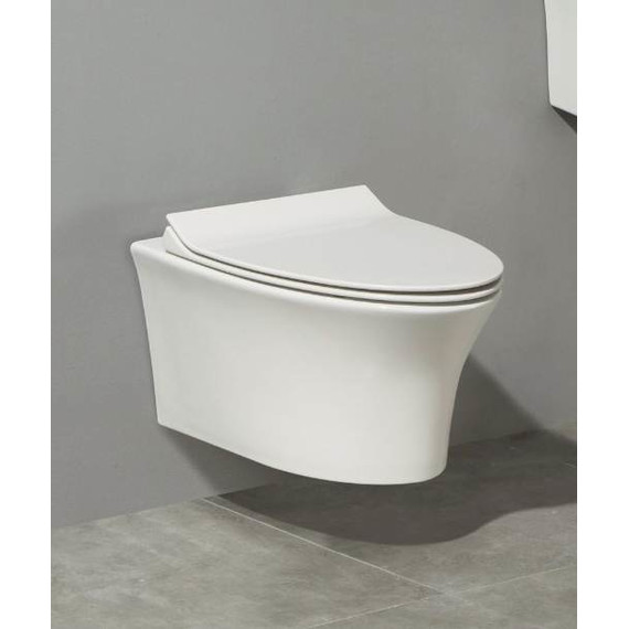 Унитаз подвесной CeramaLux Rimless CL-2100 с крышкой микролифт - фото 2