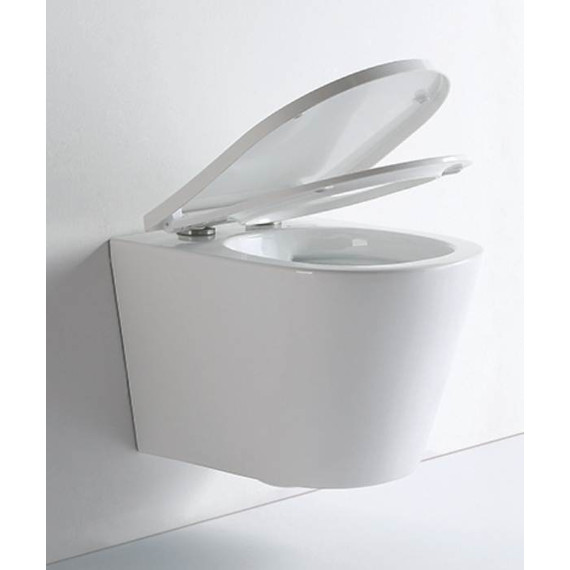 Унитаз подвесной CeramaLux Rimless NS-5178 с крышкой микролифт, Цвет производителя: белый - фото 2