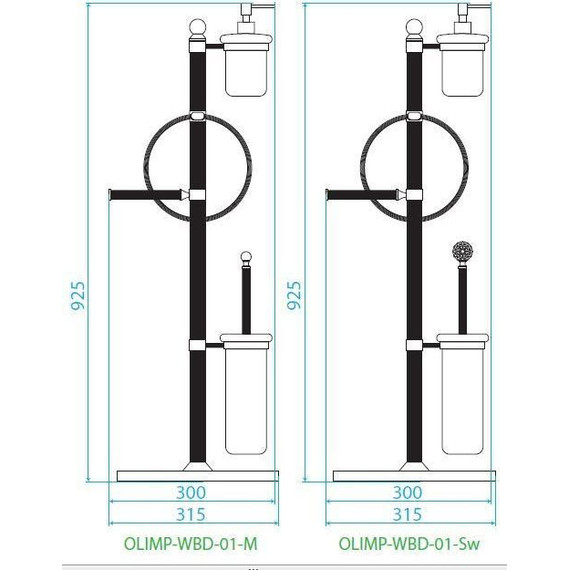 Стойка с держателем и ёршиком Cezares Olimp OLIMP-WBD-01-M - фото 2