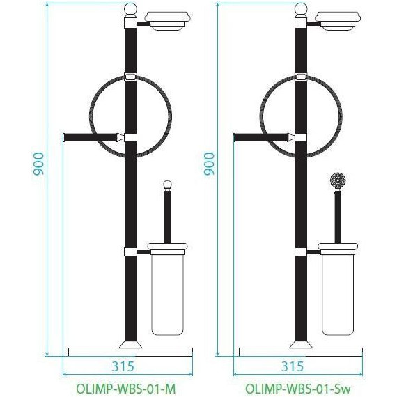 Стойка с держателем и ёршиком Cezares Olimp OLIMP-WBS-01-M - фото 2