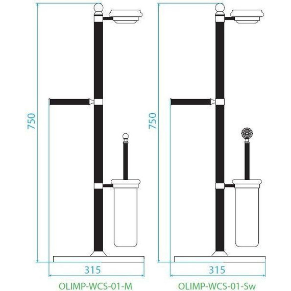 Стойка с держателем и ёршиком Cezares Olimp OLIMP-WCS-01-M - фото 2