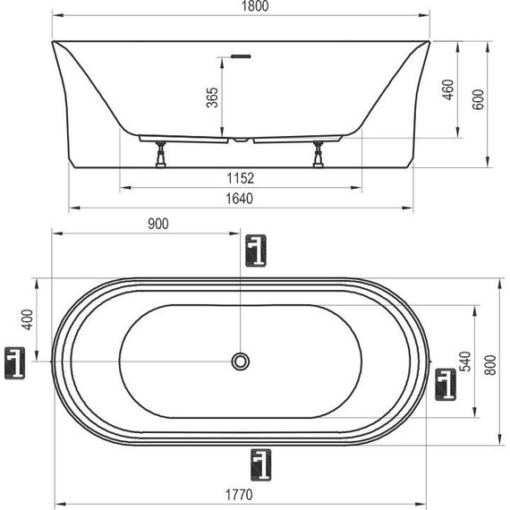 Ванна акриловая Ravak Ypsilon 180x80 см XC00100026, Размер - мм: 1800х800 - фото 9