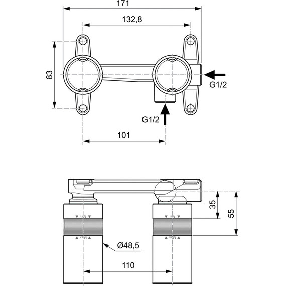 Скрытая часть для смесителя Ideal Standard A1313NU - фото 2