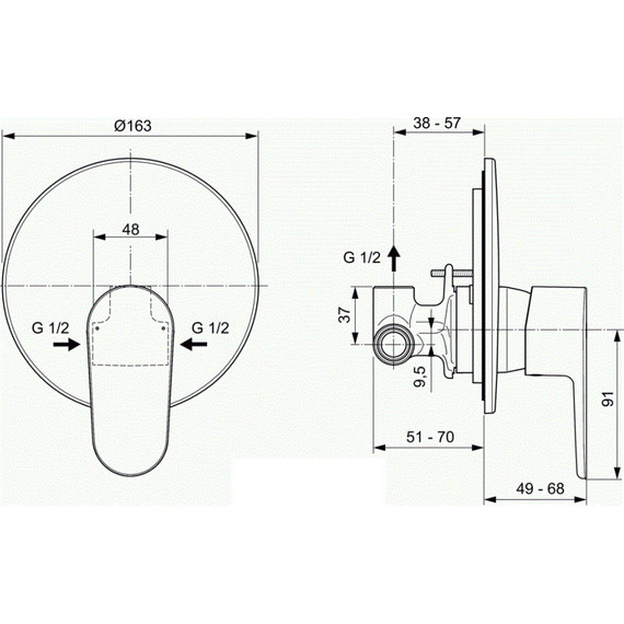Смеситель для душа Ideal Standard Silk Black Cerafine O A7192XG, черный матовый (со скрытой частью) - фото 2