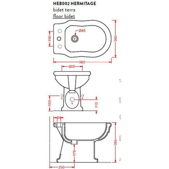 Биде напольное ArtCeram Hermitage HEB002 03 00 nero, чёрный - фото 2