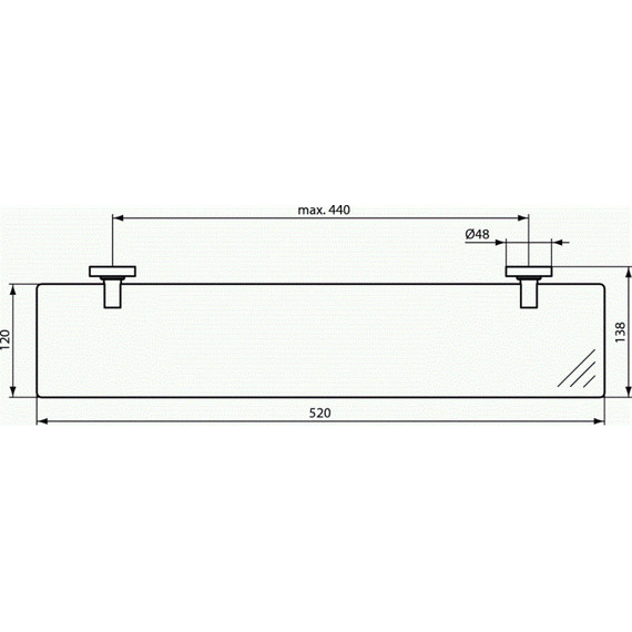 Стеклянная полка Ideal Standard Silk Black IOM A9124XG, черный матовый - фото 3