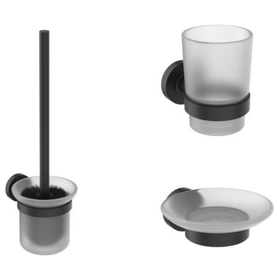 Набор аксессуаров для ванной комнаты Ideal Standard Silk Black IOM A9245XG, черный матовый - фото 