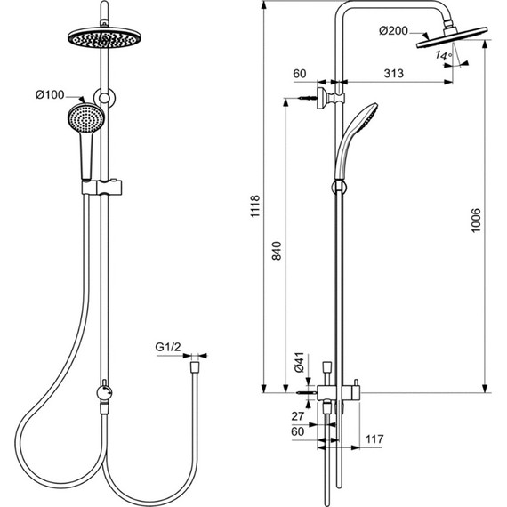 Душевая стойка Ideal Standard Silk Black Idealrain BC747XG, черный матовый - фото, картинка 8 Душевая стойка Ideal Standard Silk Black Idealrain BC747XG, черный матовый - фото 8