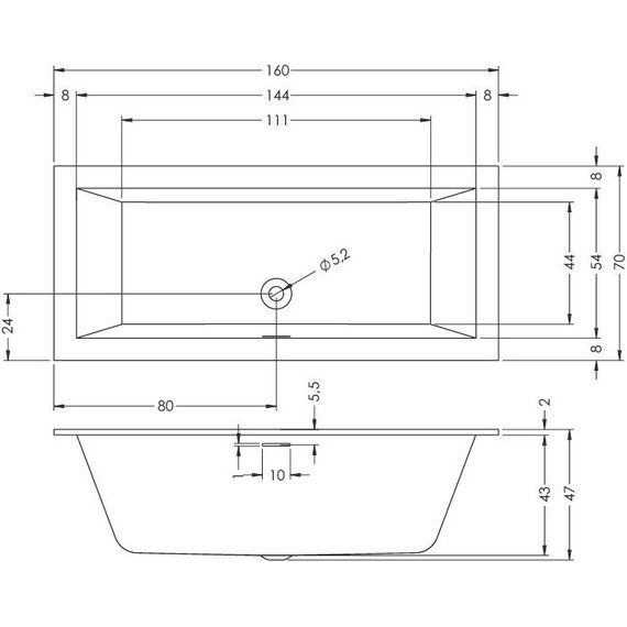 Ванна акриловая Riho Rething Cubic 160x70 см B104001005 - фото 6